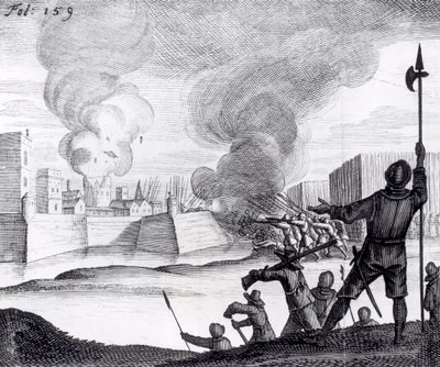 Oliver Cromwell Besieges the Drogheda in 1649-50 by English School